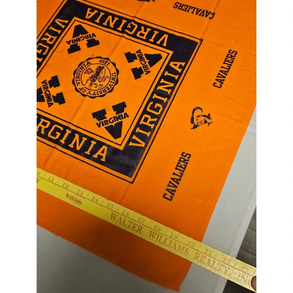 University Of Virginia One Size Orange Cotton Bandana Cavaliers Logo